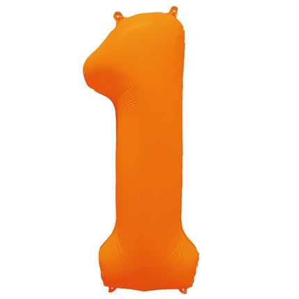 Folie Cijfer Ballon 1 Neon Oranje 86cm x 70cm Leeg van Riethmueller koop je bij Partywinkel