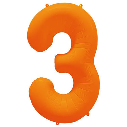 Folie Cijfer Ballon 3 Neon Oranje 86cm x 70cm Leeg van Riethmueller koop je bij Partywinkel