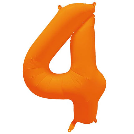 Folie Cijfer Ballon 4 Neon Oranje 86cm x 70cm Leeg van Riethmueller koop je bij Partywinkel