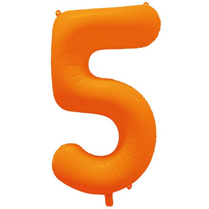 Folie Cijfer Ballon 5 Neon Oranje 86cm x 70cm Leeg van Riethmueller koop je bij Partywinkel