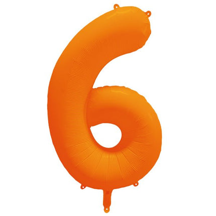 Folie Cijfer Ballon 6 Neon Oranje 86cm x 70cm Leeg van Riethmueller koop je bij Partywinkel