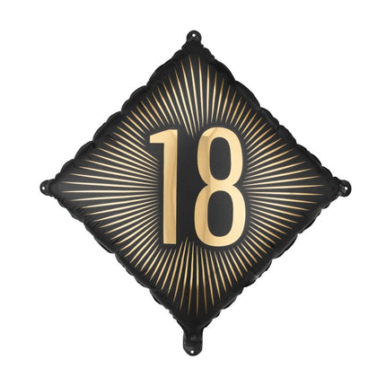 Folie Helium Ballon 18 Jaar Zwart Goud 46cm Leeg van Partydeco koop je bij Partywinkel