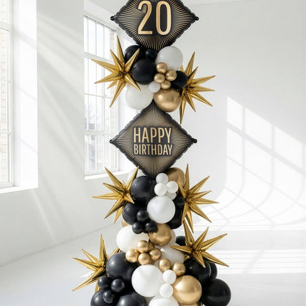 Folie Helium Ballon 20 Jaar Zwart Goud 46cm Leeg van Partydeco koop je bij Partywinkel