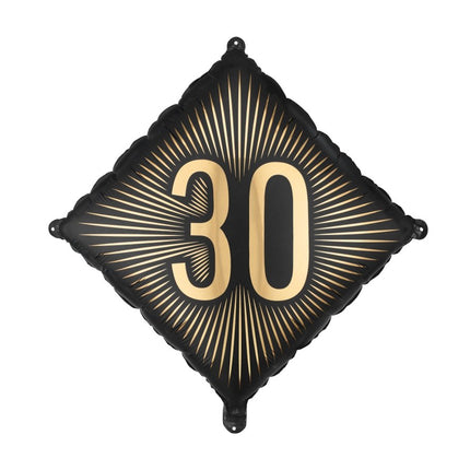 Folie Helium Ballon 30 Jaar Zwart Goud 46cm Leeg van Partydeco koop je bij Partywinkel