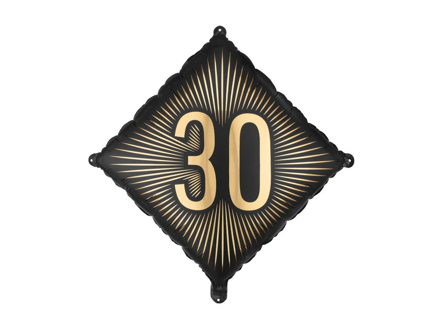 Folie Helium Ballon 30 Jaar Zwart Goud 46cm Leeg van Partydeco koop je bij Partywinkel