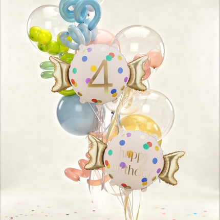 Folie Helium Ballon 4 Jaar Snoep 61cm Leeg van Partydeco koop je bij Partywinkel