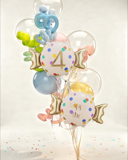 Folie Helium Ballon 4 Jaar Snoep 61cm Leeg van Partydeco koop je bij Partywinkel
