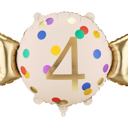 Folie Helium Ballon 4 Jaar Snoep 61cm Leeg van Partydeco koop je bij Partywinkel