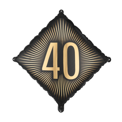 Folie Helium Ballon 40 Jaar Zwart Goud 46cm Leeg van Partydeco koop je bij Partywinkel