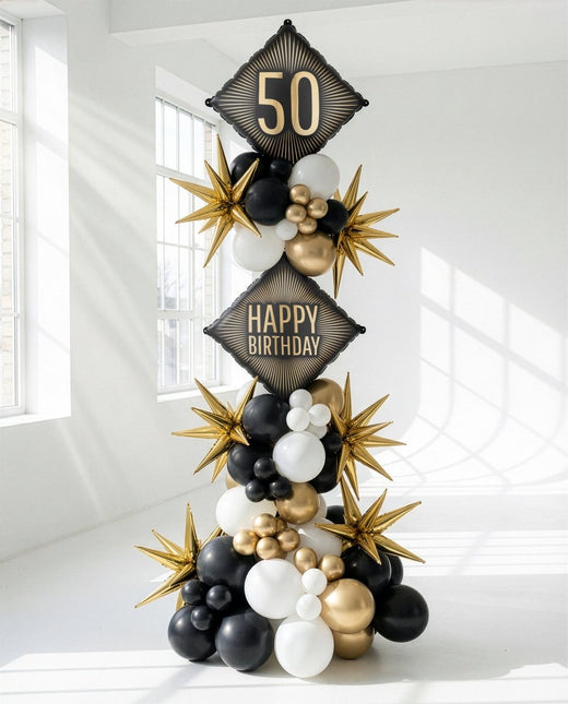 Folie Helium Ballon 50 Jaar Zwart Goud 46cm Leeg van Partydeco koop je bij Partywinkel