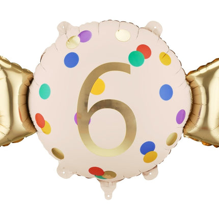 Folie Helium Ballon 6 Jaar Snoep 61cm Leeg van Partydeco koop je bij Partywinkel