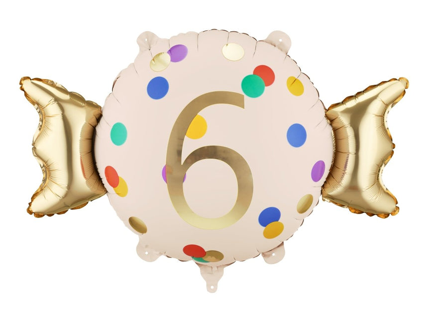 Folie Helium Ballon 6 Jaar Snoep 61cm Leeg van Partydeco koop je bij Partywinkel