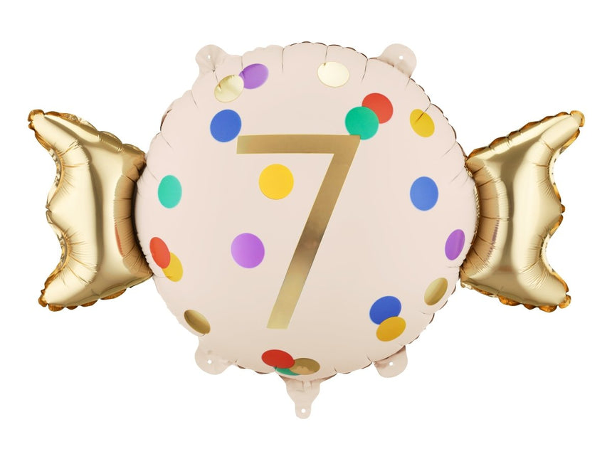 Folie Helium Ballon 7 Jaar Snoep 61cm Leeg van Partydeco koop je bij Partywinkel