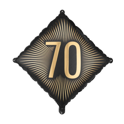 Folie Helium Ballon 70 Jaar Zwart Goud 46cm Leeg van Partydeco koop je bij Partywinkel
