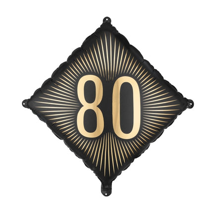 Folie Helium Ballon 80 Jaar Zwart Goud 46cm Leeg van Partydeco koop je bij Partywinkel