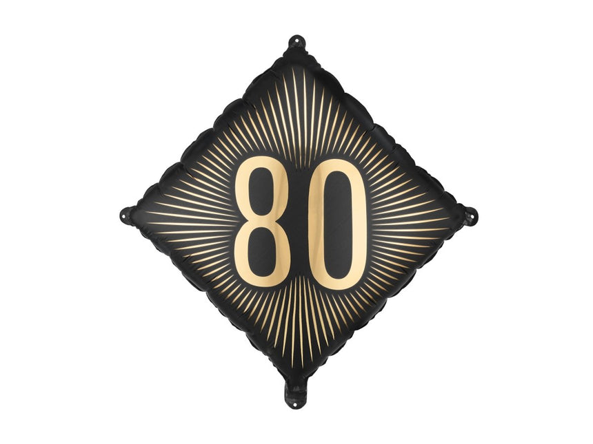Folie Helium Ballon 80 Jaar Zwart Goud 46cm Leeg van Partydeco koop je bij Partywinkel