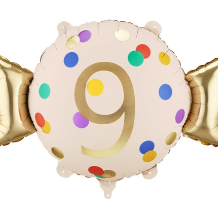 Folie Helium Ballon 9 Jaar Snoep 61cm Leeg van Partydeco koop je bij Partywinkel