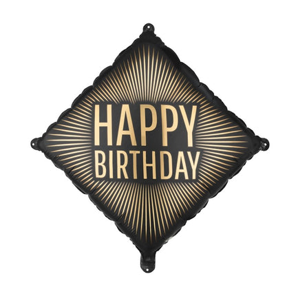 Folie Helium Ballon Happy Birthday Zwart Goud 46cm Leeg van Partydeco koop je bij Partywinkel