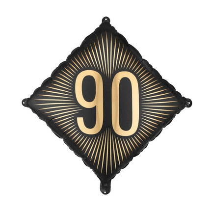Folie Helium Ballonnen 90 Jaar Zwart Goud 46cm Leeg. van Partydeco koop je bij Partywinkel