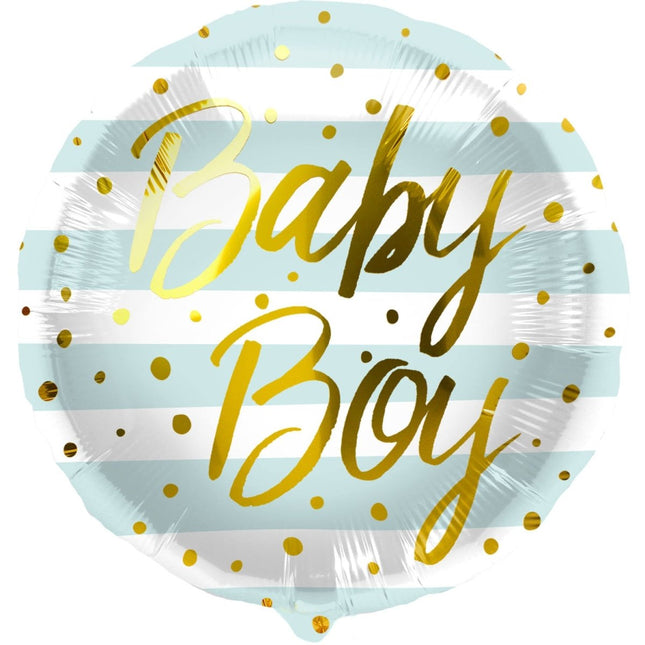 Folieballon 'Baby Boy' Strepen Blauw - 45cm van Folat koop je bij Partywinkel