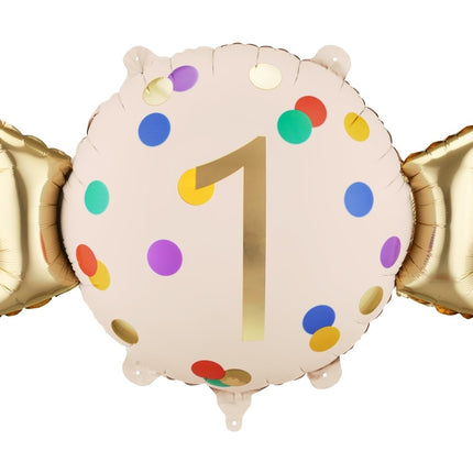 Folieballon Candy 1 jaar, 61x37 cm, mix van Partydeco koop je bij Partywinkel