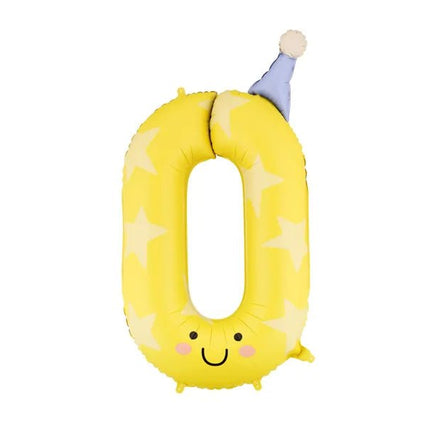Folieballon Cijfer ''0'', 86 cm, geel van Partydeco koop je bij Partywinkel