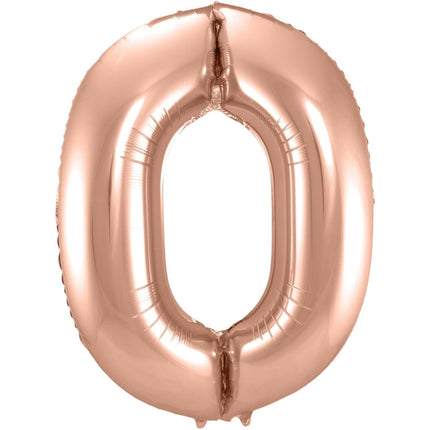 Folieballon Cijfer 0 - Rosé Goud - 86 cm van Folat koop je bij Partywinkel
