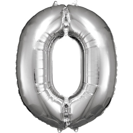 Folieballon – Cijfer 0 – Zilver – 86 x 70 cm van Riethmueller koop je bij Partywinkel