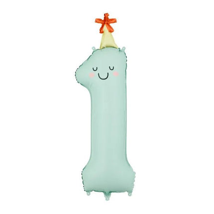 Folieballon Cijfer ''1'', 86 cm, mintgroen van Partydeco koop je bij Partywinkel