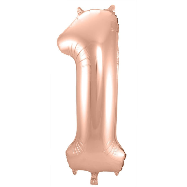 Folieballon Cijfer 1 - Rosé Goud - 86 cm van Folat koop je bij Partywinkel