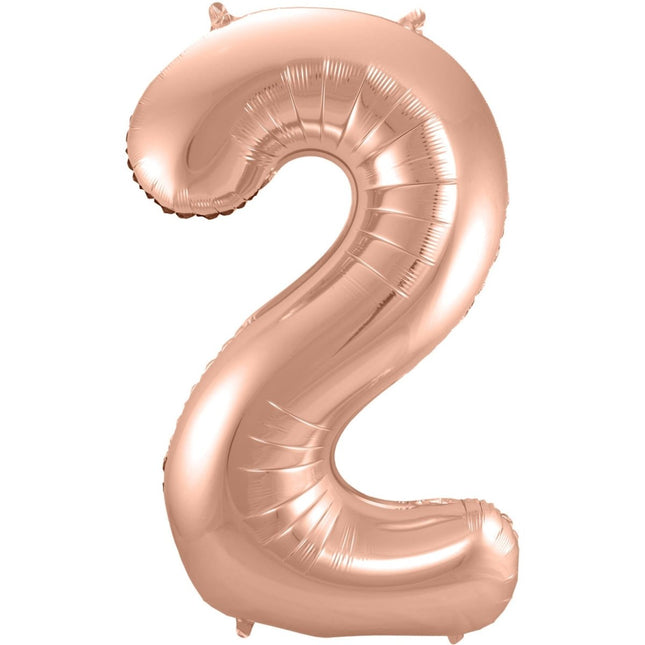 Folieballon Cijfer 2 - Rosé Goud - 86 cm van Folat koop je bij Partywinkel