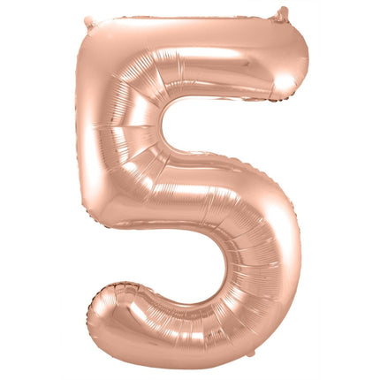 Folieballon Cijfer 5 - Rosé Goud - 86 cm van Folat koop je bij Partywinkel