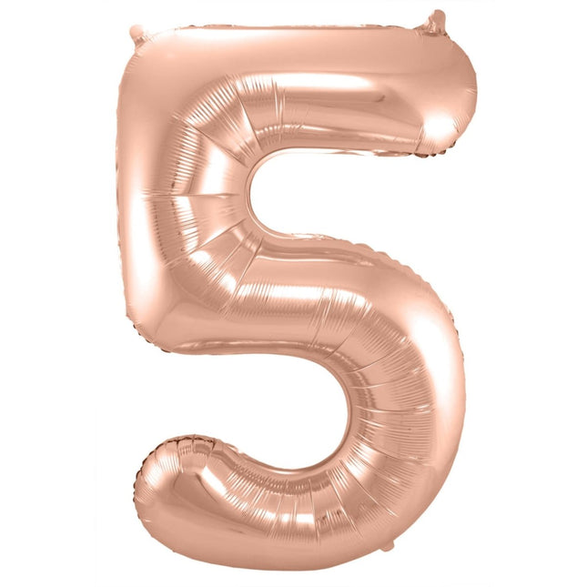 Folieballon Cijfer 5 - Rosé Goud - 86 cm van Folat koop je bij Partywinkel
