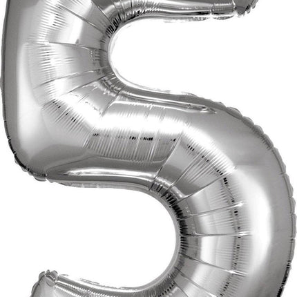 Folieballon – Cijfer 5 – Zilver – 92 x 57 cm van Riethmueller koop je bij Partywinkel