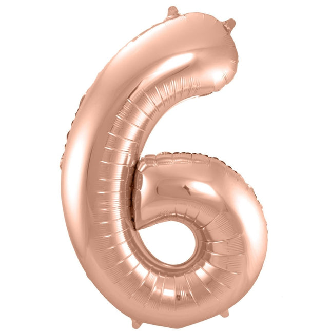 Folieballon Cijfer 6 - Rosé Goud - 86 cm van Folat koop je bij Partywinkel