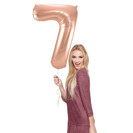 Folieballon Cijfer 7 - Rosé Goud - 86 cm van Folat koop je bij Partywinkel