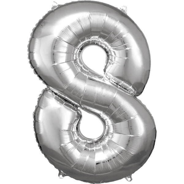 Folieballon – Cijfer 8 – Zilver – 86 x 57 cm van Riethmueller koop je bij Partywinkel