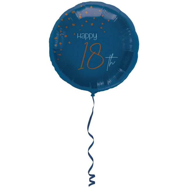 Folieballon Elegant True Blue 18 Jaar - 45cm van Folat koop je bij Partywinkel