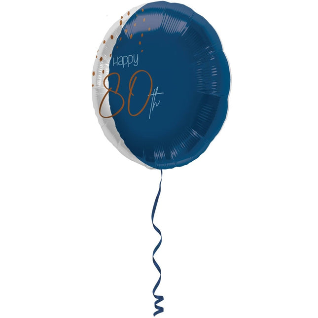 Folieballon Elegant True Blue 80 Jaar - 45cm van Folat koop je bij Partywinkel
