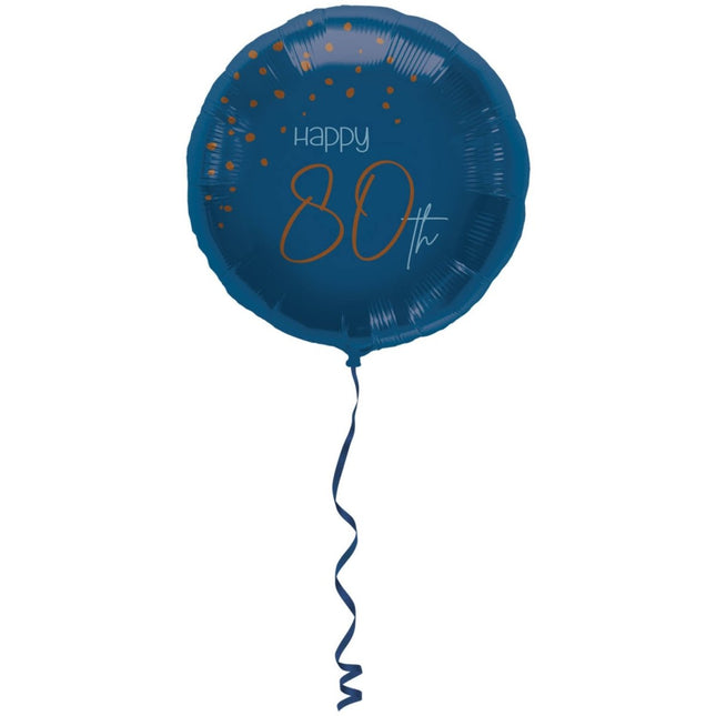 Folieballon Elegant True Blue 80 Jaar - 45cm van Folat koop je bij Partywinkel