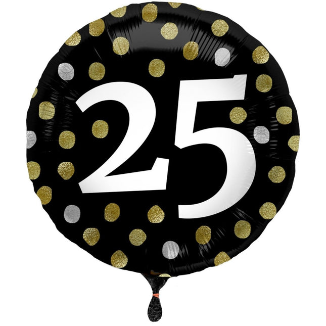 Folieballon Glossy Black 25 Jaar - 45cm van Folat koop je bij Partywinkel