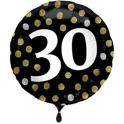 Folieballon Glossy Black 30 Jaar - 45cm van Folat koop je bij Partywinkel
