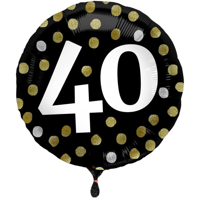 Folieballon Glossy Black 40 Jaar - 45cm van Folat koop je bij Partywinkel