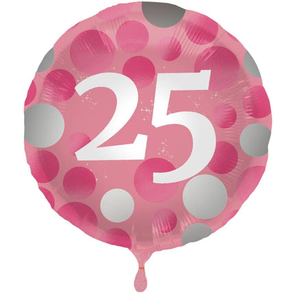 Folieballon Glossy Pink 25 Jaar - 45cm van Folat koop je bij Partywinkel