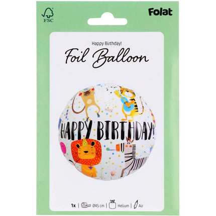 Folieballon 'Happy Birthday!' Dieren - 45cm van Folat koop je bij Partywinkel