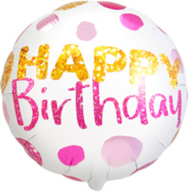 Folieballon 'Happy Birthday!' Stippen - 45cm van Folat koop je bij Partywinkel