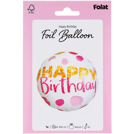 Folieballon 'Happy Birthday!' Stippen - 45cm van Folat koop je bij Partywinkel
