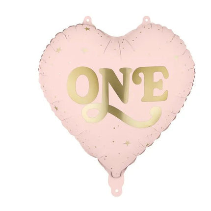 Folieballon Hart ''One'', 45 cm, lichtroze van Partydeco koop je bij Partywinkel