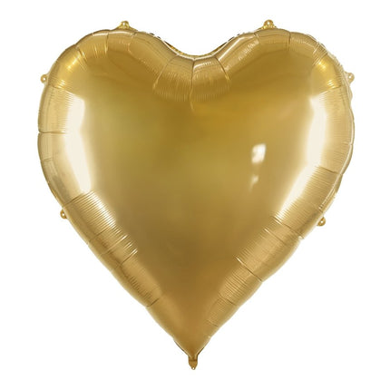 Folieballon Hart XXL, 136x129 cm, goudkleurig van Partydeco koop je bij Partywinkel