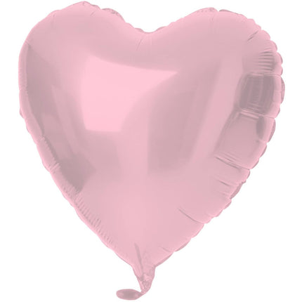 Folieballon Hartvormig Pastel Roze Metallic Mat - 45 cm van Folat koop je bij Partywinkel